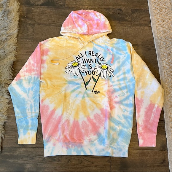 NWOT BSR By Samii Ryan All I Want Multicolor Tie Dye Hoodie - Picture 2 of 5